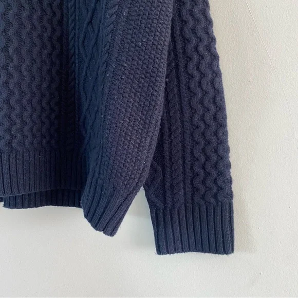 Demylee New York Cableknit Navy Blue Sweater 100% Wool - M - Picture 10 of 13